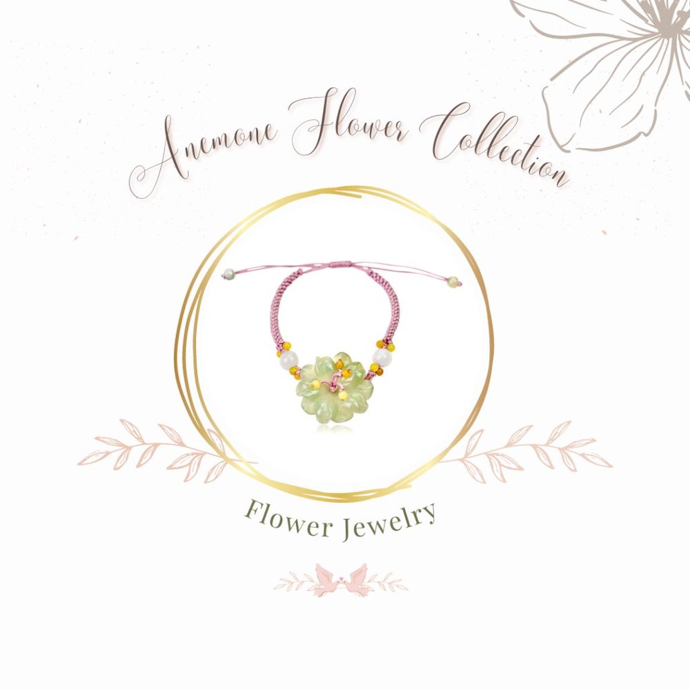 Unforgettable Anemone Flower Handmade Jade Bracelet